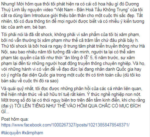 Vua dang quang hoa hau, Duong Thuy Linh bi to xam pham tac quyen