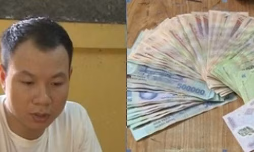 Đối tượng Hoán và một phần tang vật vụ án.