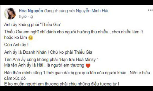 Chia sẻ của Hòa Minzy.