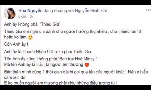 Chia sẻ của Hòa Minzy.