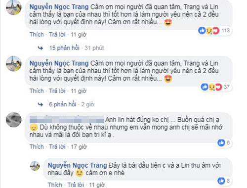 Ngọc Trang và Lin Jay giữ mối quan hệ bạn bè sau khi chia tay.