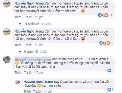 Ngọc Trang và Lin Jay giữ mối quan hệ bạn bè sau khi chia tay.