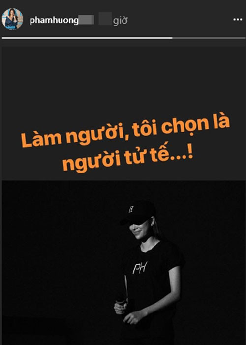 Giữa ồn ào, Phạm Hương khóa trang cá nhân Facebook và chia sẻ dòng tâm sự đầy ẩn ý trên Instagram: "Làm người, tôi chọn người tử tế". Ảnh: Vietnamnet