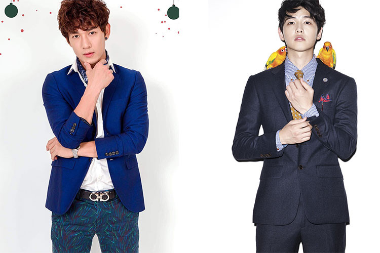 Cùng diện vest, Song Luân và Song Joong Ki đều lịch lãm. Ảnh: FBNV
