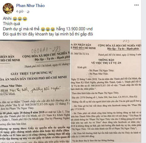 Chia sẻ của Phan Như Thảo.