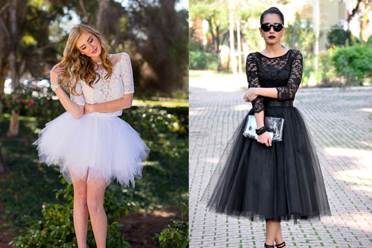 Váy tutu kết hợp áo ren hay họa tiết ánh kim điệu đà tạo thành trang phục dự tiệc rất quý phái và trang nhã.