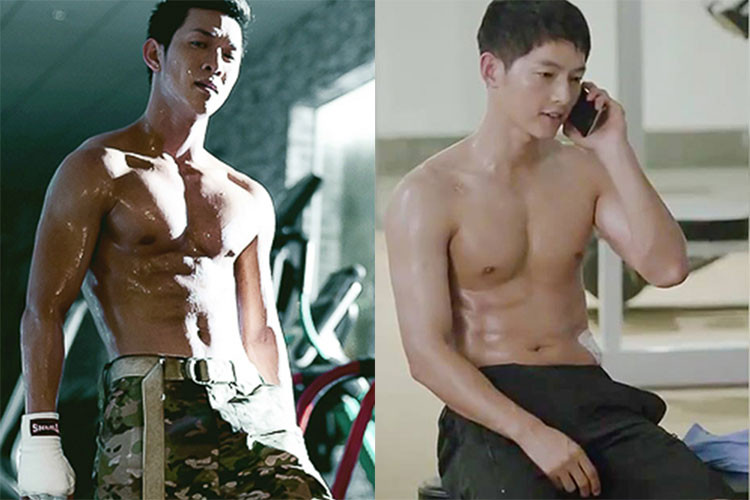 Song Joong Ki sở hữu thân hình 6 múi. Thân hình của Song Luân cũng cơ bắp cuồn cuộn không kém. Ảnh: Khampha
