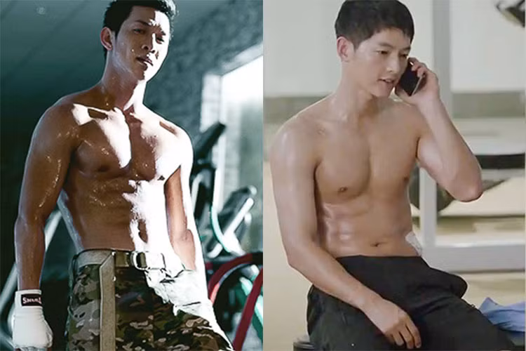 Song Joong Ki sở hữu thân hình 6 múi. Thân hình của Song Luân cũng cơ bắp cuồn cuộn không kém. Ảnh: Khampha