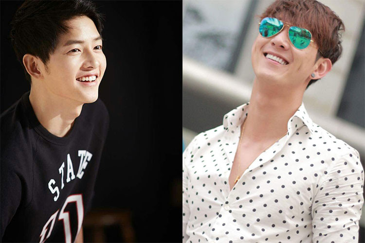 Song Joong Ki sinh năm 1985, sở hữu gương mặt búng ra sữa còn Song Luân sinh năm 1991, sở hữu gương mặt điển trai với má lúm đồng tiền ngọt ngào. Ảnh: FBNV
