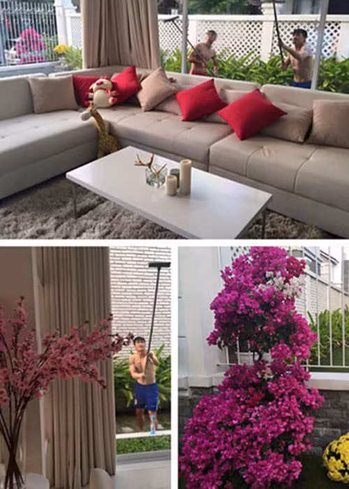 Dịp Tết đến, Công Vinh tự tay lau dọn nhà cửa.