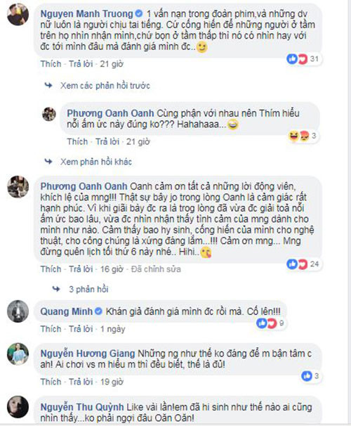 Mạnh Trường, Thu Quỳnh động viên Phương Oanh.