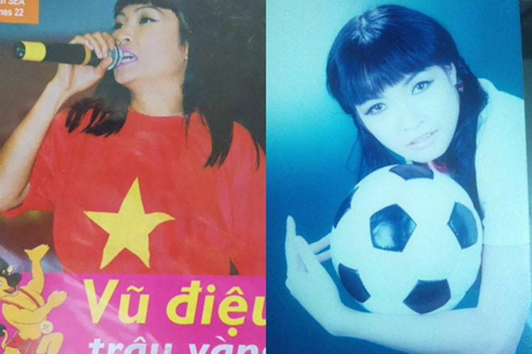 Nhắc đến nghệ sĩ Việt cuồng bóng đá, không thể không kể đến nữ ca sĩ Phương Thanh. Ảnh: FBNV