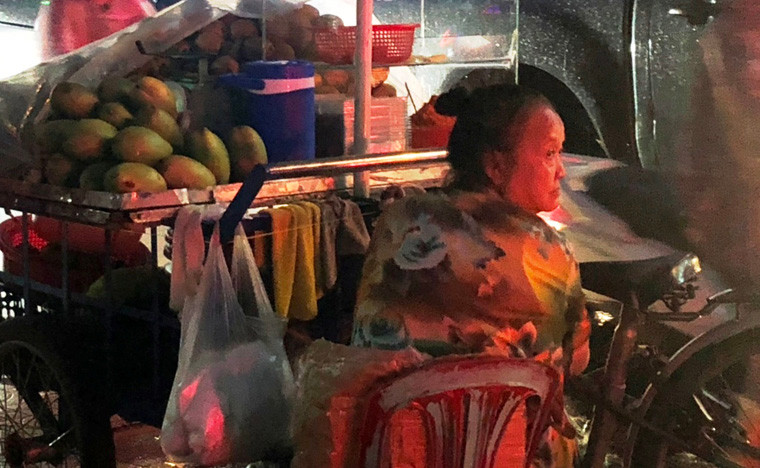 Người mẹ nghèo quê ở huyện Gio Linh, tỉnh Quảng Trị ngày ngày bán hàng rong trên đường Cách Mạng Tháng 8, quận 1 để nuôi chồng mất sức lao động cùng những đứa con chưa có việc làm ổn định.