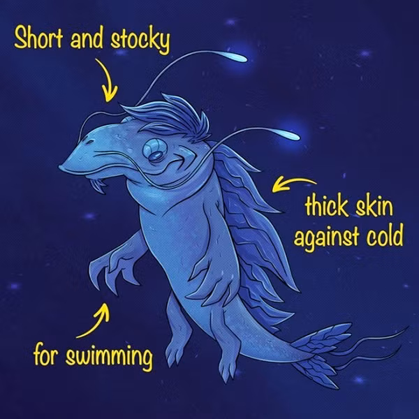 Với lực hấp dẫn quá mạnh, cơ thể con người khi sống ở sao Thiên Vương và sao Hải Vương sẽ phải thấp hơn với cơ thể chắc nịch, vạm vỡ, làn da dày hơn để chống lại cái lạnh. Đối với môi trường chất lỏng ở đây, hình dáng tốt nhất để sinh sống là hình chú cá heo vũ trụ hoặc lợn biển, như vậy sẽ dễ dàng di chuyển xung quanh hành tinh hơn.