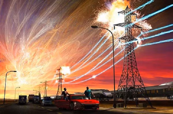 Sự gia tăng các hạt mặt trời cũng có thể dẫn đến dòng điện cao trong từ quyển. Do đó, điện năng cao hơn bình thường trong đường dây điện, dẫn đến nguy cơ nổ máy biến áp, trạm phát điện và mất điện.