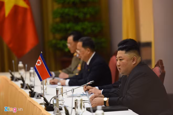 Chủ tịch Triều Tiên Kim Jong-un tại buổi hội đàm.