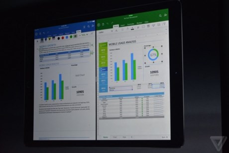 8. Dung lượng RAM ấn tượng: Được hứa hẹn thay thế PC, iPad Pro phải có hiệu năng tốt để tránh giật lag và hỗ trợ đa nhiệm. Do đó, thiết bị cần dung lượng RAM lớn. Tuy nhiên, ngày 9/9 vừa qua, Apple không tiết lộ về RAM của máy. Theo thông tin từ Adobe, dung lượng RAM của iPad Pro là 4 GB. Con số này gấp đôi iPad Air trước đó. Với Apple, đây là một nâng cấp đáng kinh ngạc. Tuy nhiên, thực tế nhiều smartphone hiện nay đã có RAM 4 GB như Galaxy Note 5, Asus Zenfone 2 hay OnePlus 2.