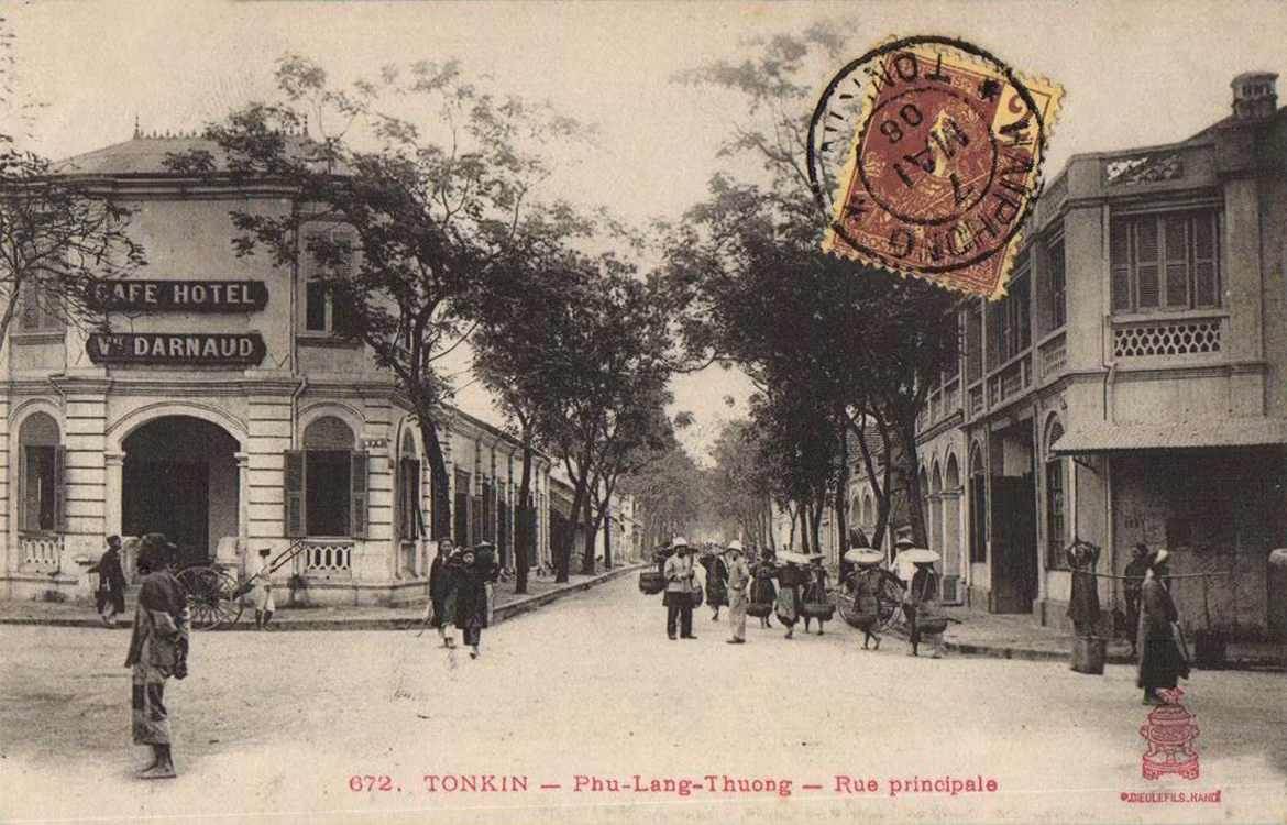 Thị xã Phủ Lạng Thương trong một bưu thiếp có dấu bưu điện ngày 7/5/1908.