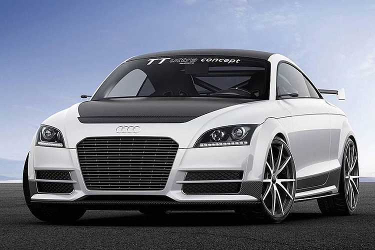 Audi TT Ultra Quattro Concept - Bằng việc thay thế vật liệu ở các tấm ốp cũng như các bộ phận động cơ, trọng lượng của xe được tối ưu hoá rất nhiều. Cụ thể là trọng lượng của xe được hạ xuống ngưỡng cực thấp chỉ 1111kg, với công suất động cơ cũng được đẩy lên 306 mã lực.