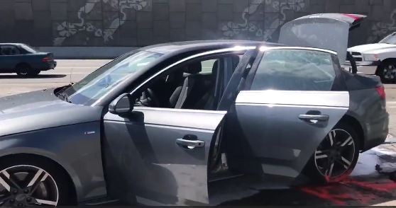 Chiếc Audi tại hiện trường vụ tai nạn.