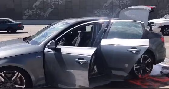 Chiếc Audi tại hiện trường vụ tai nạn.