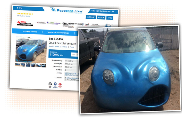 Mức giá sang tay với chỉ 100 USD (khoảng hơn 2 triệu đồng) được chủ nhân rao bán cho chiếc xe Chvrolet Venture cũ trên trang Repocast.com khá thu hút bởi xe có ngoại hình được độ lại độc nhất vô nhị.