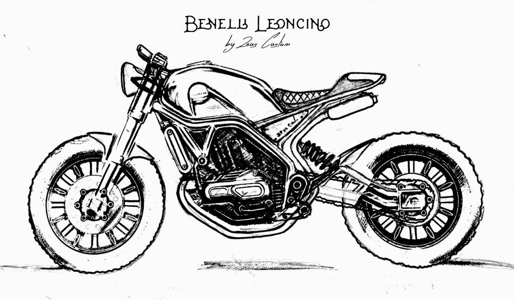 Bản vẽ ý tưởng về bản độ xe Benelli Leoncino 500 được các thợ độ tỉ mỉ hoàn thiện trong vòng 2 tháng.