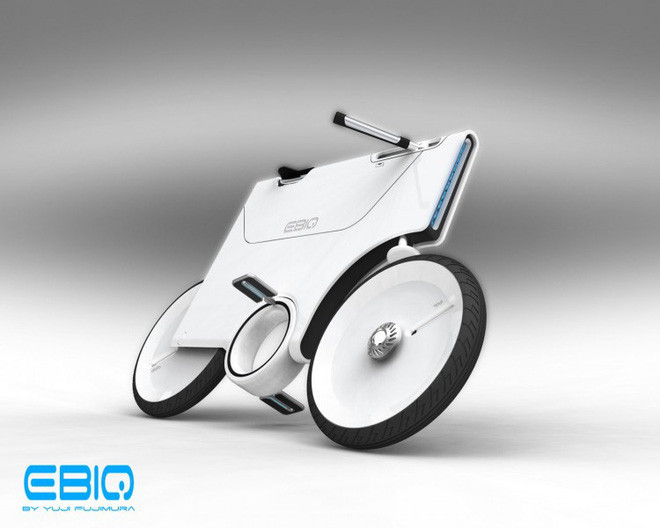 Ebiq là mẫu xe đạp concept hoạt động bằng pin lithium, có chỗ để laptop và đồng thời sạc luôn thiết bị khi xe chạy.