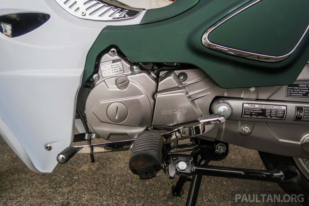 Xe được trang bị động cơ SOHC xi lanh đơn, làm mát bằng không khí, dung tích 109,22 cc cho công suất cực đại 6,4 mã lực tại 7.500 vòng/phút và mô men xoắn 8 Nm tại 5.000 vòng/phút. Đông cơ này kết hợp với hộp số 4 cấp. WMoto cho biết động cơ trên Cub Classic đạt tiêu chuẩn khí thải Euro 3.