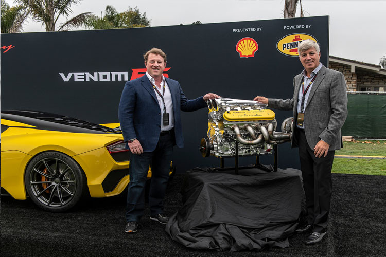Được biết, hãng siêu xe Hennessey đã tốn gần 5 năm mới phát triển xong động cơ cho siêu xe này. Động cơ V8 tăng áp kép (twin-turbo), dung tích 7.6L tùy chỉnh của Venom F5 cho công suất trên 1.600 mã lực ở vòng tua máy 7.200 vòng/phút và mô-men xoắn cực đại 1.762 Nm tại 4.400 vòng/phút.