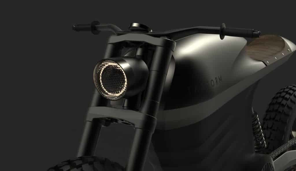 Với đèn pha LED chóa tròn và bộ yên vuốt về phía sau được bọc da nâu, môtô chạy điện Tarform có kiểu dáng tân hoài cổ, lấy cảm hứng trực tiếp từ phong cách cafe racer được ưa chuộng.