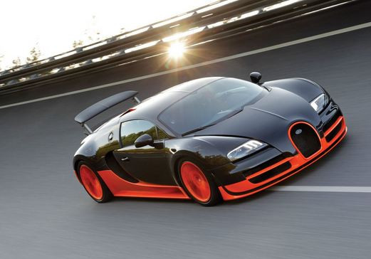 Siêu xe thể thao Bugatti Veyron Super Sport sở hữu động cơ mang sức mạnh 1.200 mã lực và 1.499 Nm mô-men xoắn, nhờ đó xe có tốc độ tối đa lên tới 431 km/h,