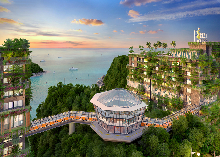 Đường dạo Skywalk trên cao nối liền các tòa nhà.