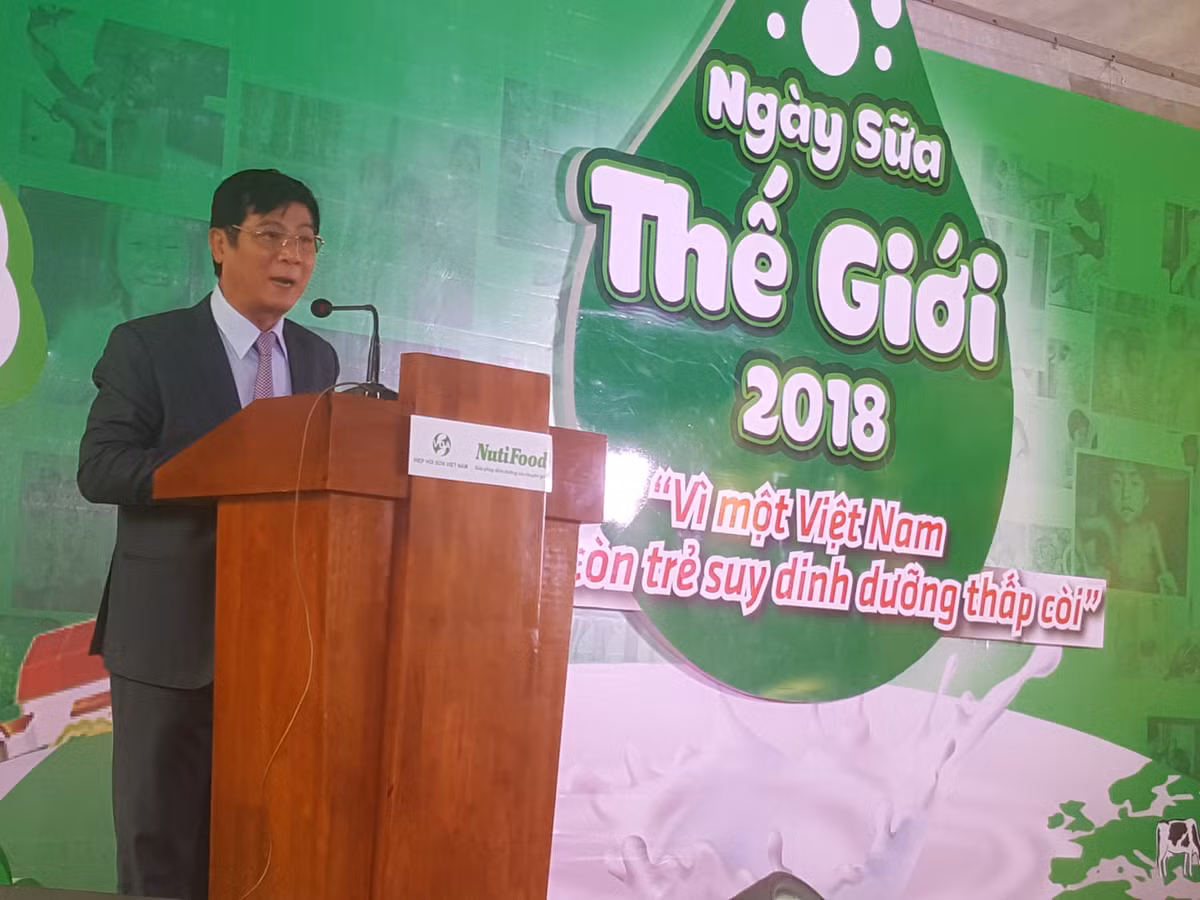 PGS.TS Trần Quang Trung, Chủ tịch Hiệp hội sữa Việt Nam phát biểu khai mạc Ngày Sữa Thế Giới 2018