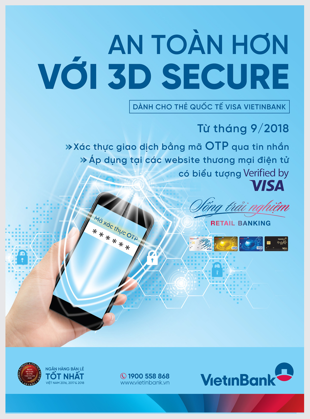 VietinBank bao mat toi uu the Visa bang chuc nang 3D Secure