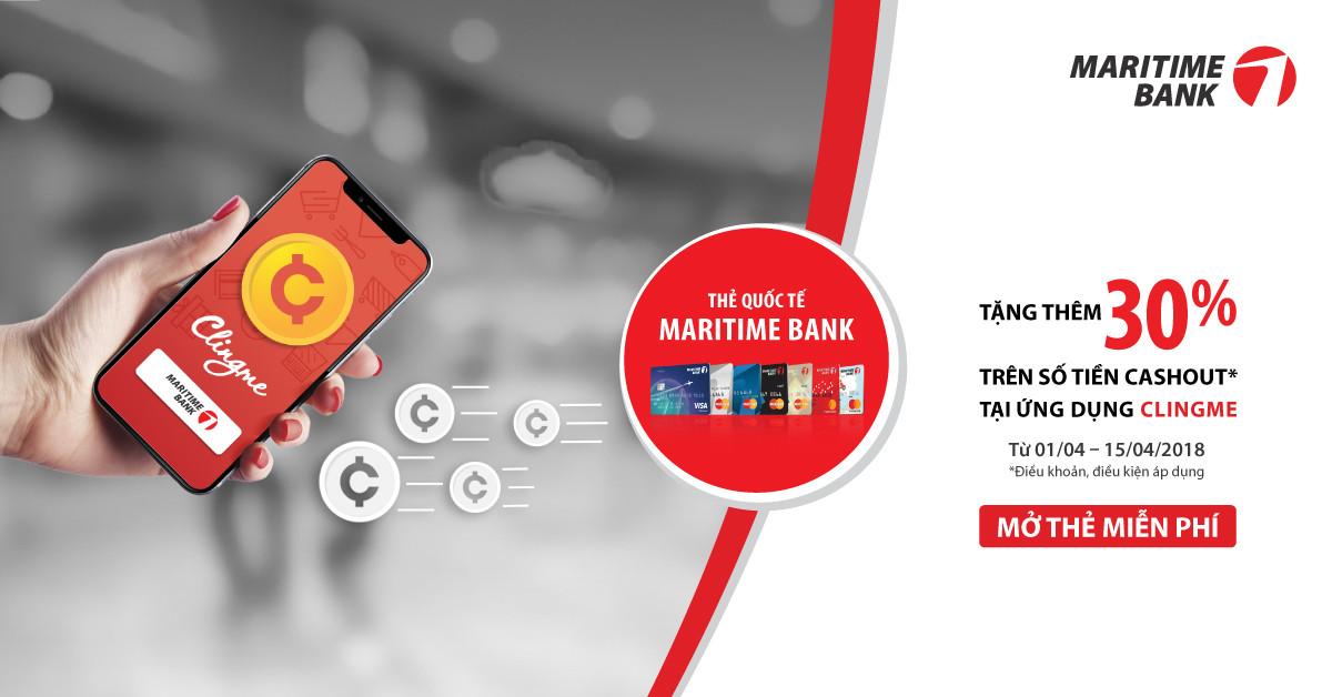 Maritime Bank phoi hop ung dung Clingme, uu dai tang them 30%