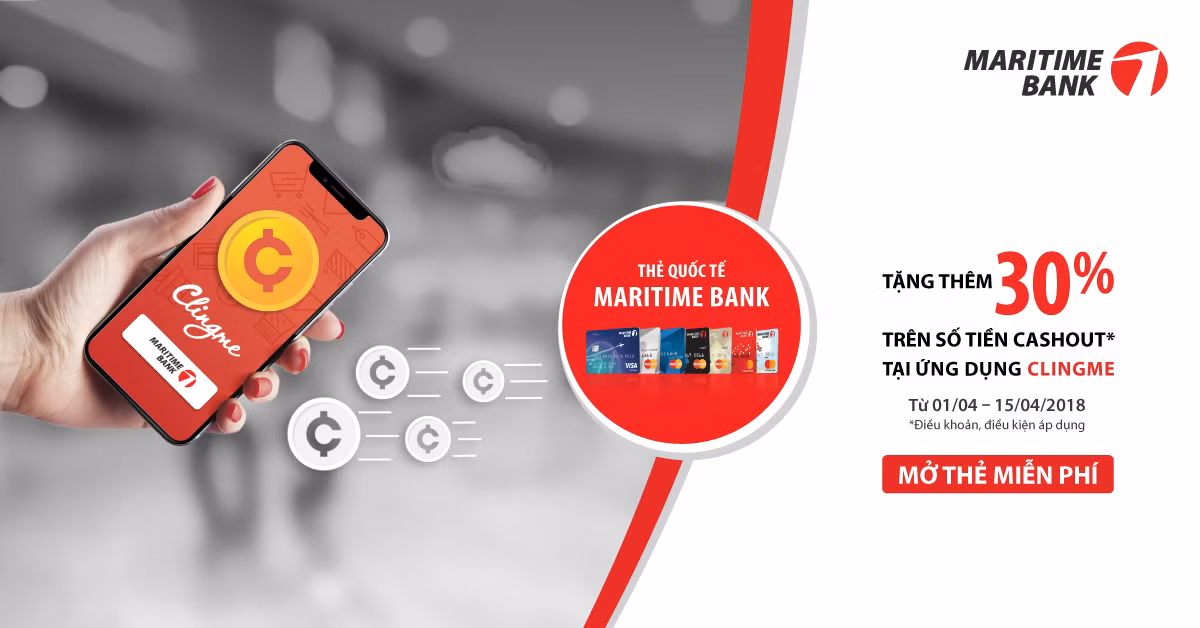 Maritime Bank phoi hop ung dung Clingme, uu dai tang them 30%