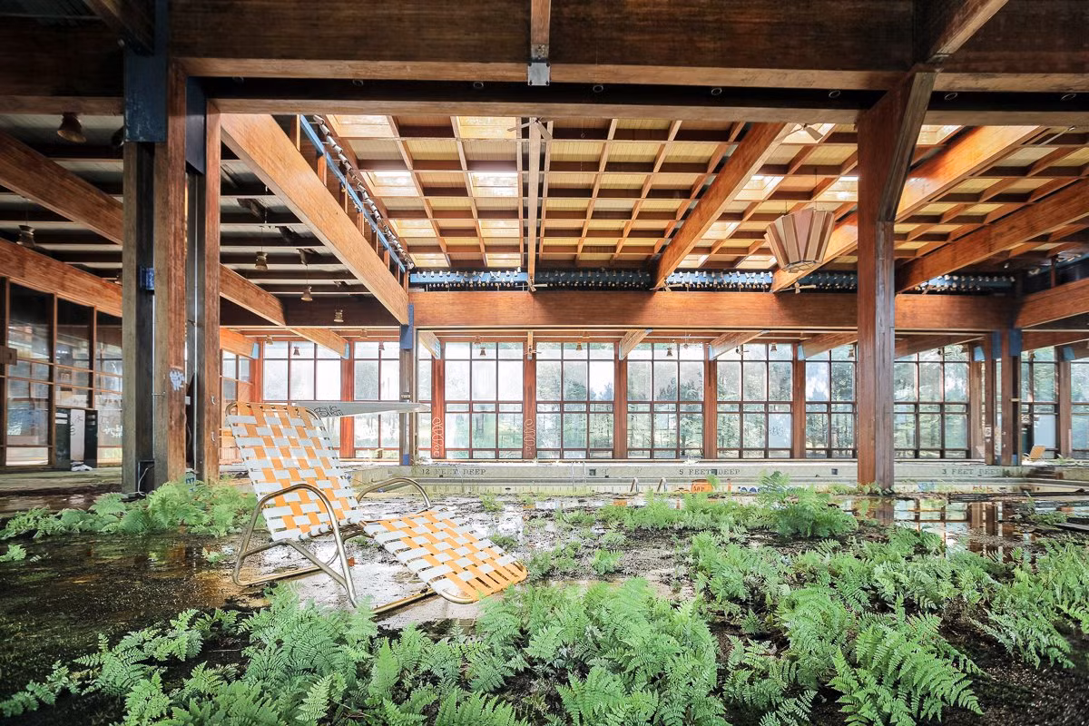 Khu resort bỏ hoang Catskills ở New York bị cây cối xâm lấn sau khi bị bỏ hoang. Nơi đây từng là địa điểm nghỉ dưỡng của nhiều gia đình người Do Thái.