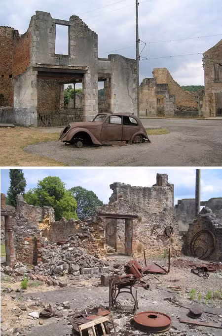 Oradour-sur-Glane từng là địa danh tuyệt đẹp ở Pháp. Tuy nhiên, vào ngày thứ Bảy định mệnh (10/6/1944), Chiến tranh thế giới thứ II đã khiến 642 người ở nơi đây thiệt mạng. Kể từ đó, Oradour-sur-Glane không có một bóng người.