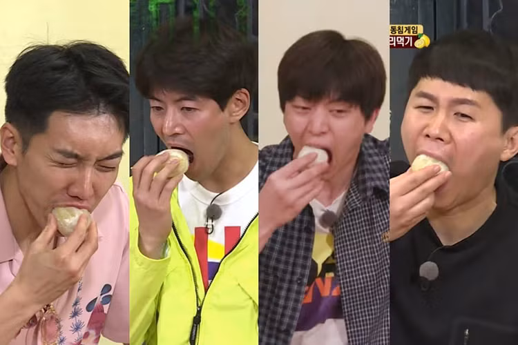 Trong chương trình thực tế Master In The House, để được chung phòng với huấn luyện viên Park, 4 tài tử xứ Hàn hăng hái thực hiện thử thách ăn quả chanh. Ảnh: Đất Việt