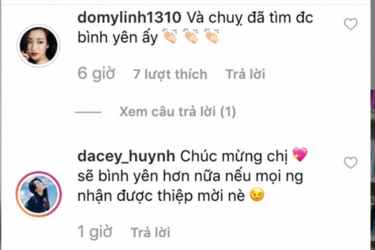 Dân mạng nghi vấn Ngọc Hân sắp lên xe hoa còn bởi Hoa hậu Đỗ Mỹ Linh, Á hậu Thùy Dung để lại bình luận chia vui với Ngọc Hân. Ảnh: Khỏe và đẹp