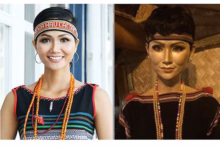 Mới đây, H’hen Niê khoe tượng sáp của chính mình. Không ít người chê bức tượng dữ dằn, xấu hơn H’hen Niê ngoài đời. Ảnh: Tiền Phong.