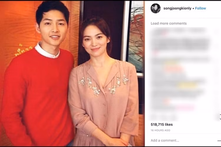 Theo KBS, Song Joong Ki không sử dụng bất kì mạng xã hội nào nên tài khoản đăng ảnh cặp đôi mới đây có thể là giả mạo. Ảnh: Vietnamnet