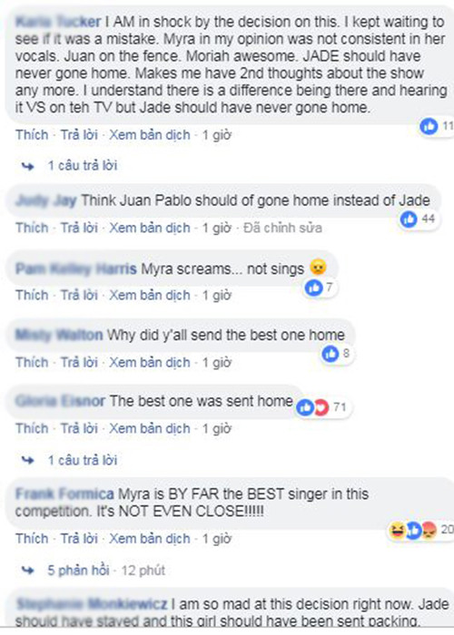 Kết quả Minh Như được ban giám khảo giữ lại gây tranh cãi trên mạng xã hội. Không ít cư dân mạng quốc tế chê Minh Như hát như đang hét vào mặt khán giả. Một số khác cho rằng Jede Flore không đáng bị loại.