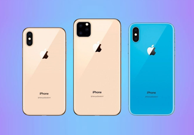 3 camera sau - Theo Bloomberg, thế hệ iPhone 2019 sẽ được trang bị hệ thống 3 camera. Tuy nhiên, hiện tại chưa rõ phiên bản nào sẽ hỗ trợ tính năng mới này. Trang Wall Street Journal cho rằng chỉ phiên bản cao cấp nhất kế nhiệm chiếc XS Max được trang bị 3 camera. Hệ thống này sẽ gồm một ống kính thường, một ống kính góc siêu rộng và một ống kính telephoto.