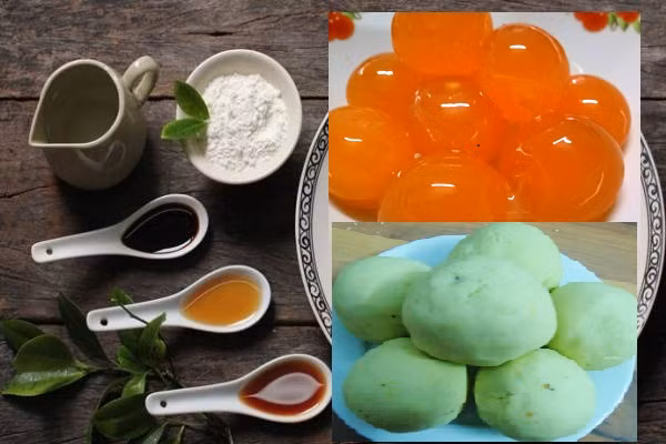 Nguyên liệu làm nhân bánh, gồm: 1 lòng đỏ trứng, 15g bột mì rây mịn, 100g đường, 20g bột ngô, 50g nước cốt dừa đặc, 20g bột sắn, 75g sữa tươi, 500g nhân hạt sen lá dứa, 15g bơ, 8 lòng đỏ trứng muối, Một ít màu thực phẩm màu vàng hoặc có thể dùng chanh leo làm nước cốt để tạo màu vàng.