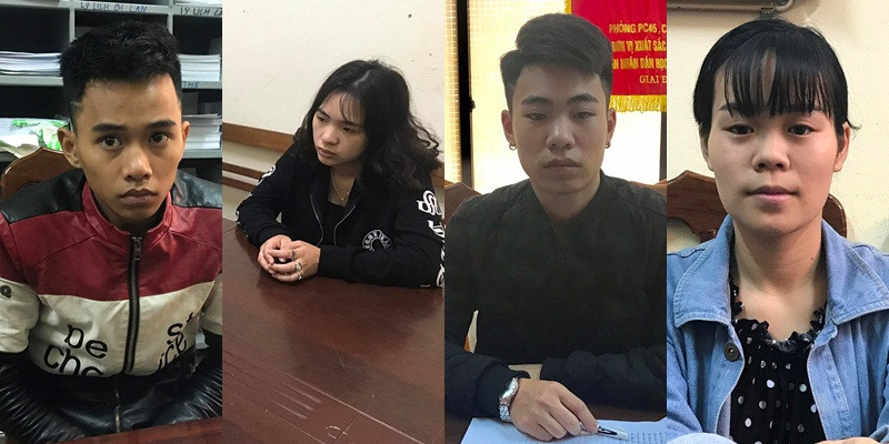 Nhóm đối tượng tại cơ quan công an.