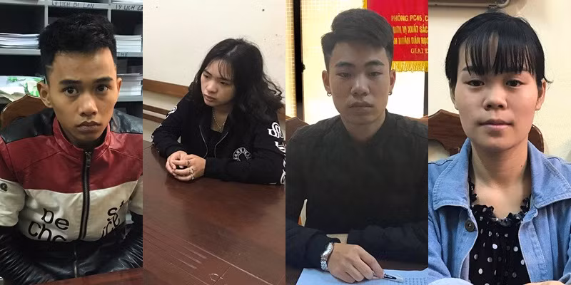 Nhóm đối tượng tại cơ quan công an.