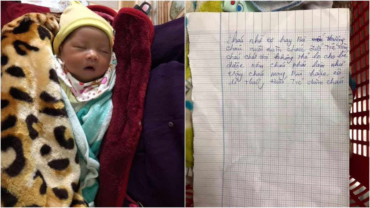 Mau giay ben canh be gai so sinh bi bo roi viet gi ma nguoi dan xum lai xem?