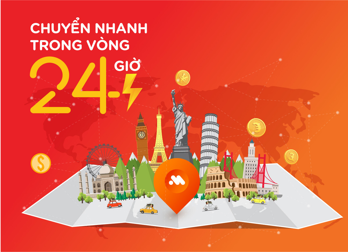 Chuyển tiền nhanh chóng chỉ trong vòng 24 giờ tới hơn 190 quốc gia và vùng lãnh thổ mà không lo lắng gián đoạn giao dịch